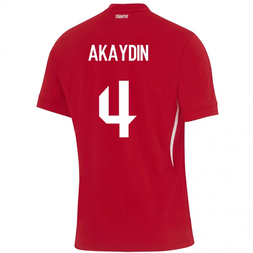 Gyermek Labdarúgás Törökország Samet Akaydin #4 Piros Idegenbeli Jersey 24-26 Mez Póló Ing