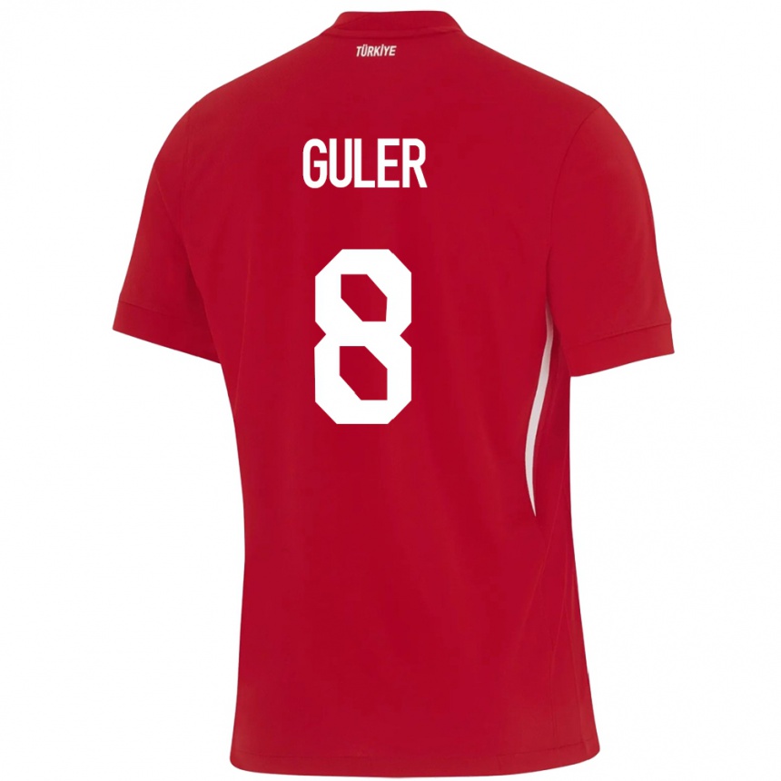 Gyermek Labdarúgás Törökország Arda Güler #8 Piros Idegenbeli Jersey 24-26 Mez Póló Ing