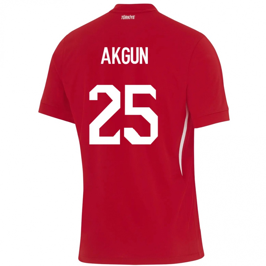 Gyermek Labdarúgás Törökország Yunus Akgün #25 Piros Idegenbeli Jersey 24-26 Mez Póló Ing