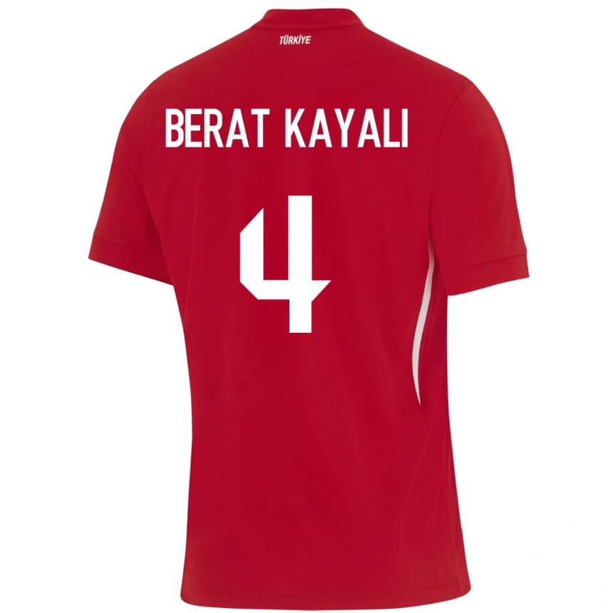 Gyermek Labdarúgás Törökország Hasan Berat Kayalı #4 Piros Idegenbeli Jersey 24-26 Mez Póló Ing