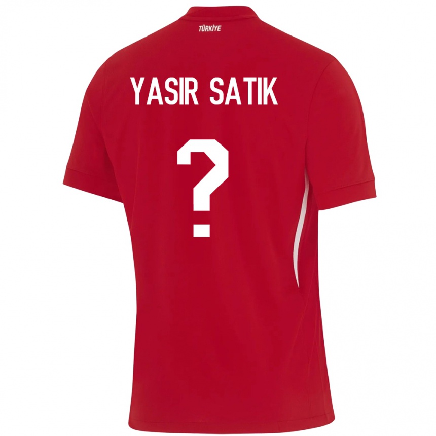 Gyermek Labdarúgás Törökország Üveys Yasir Satık #0 Piros Idegenbeli Jersey 24-26 Mez Póló Ing