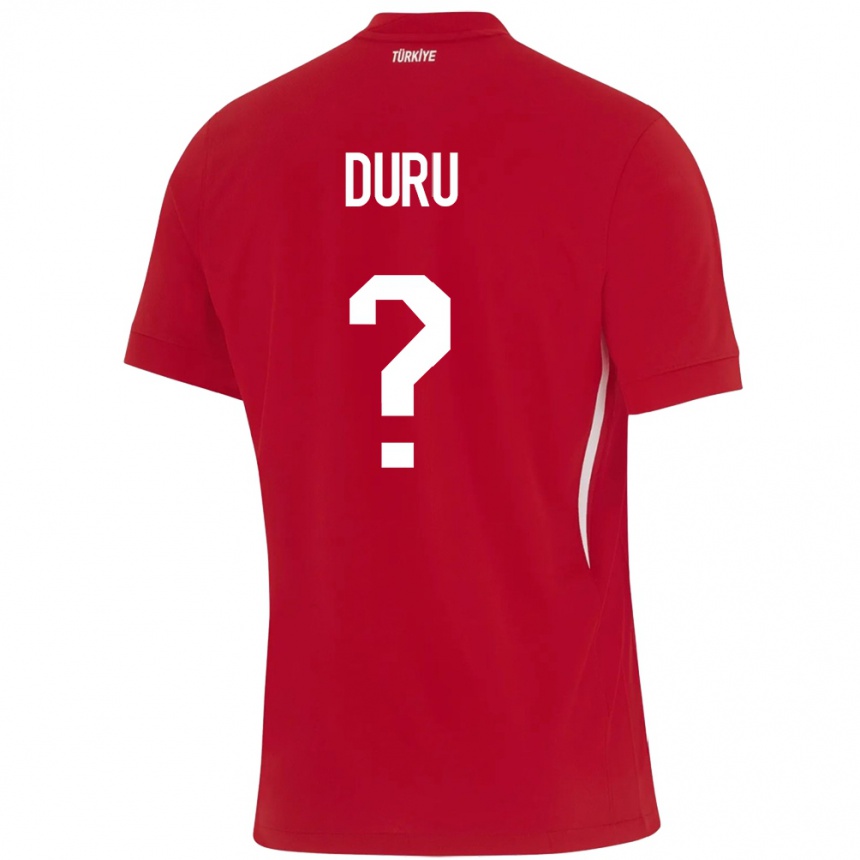 Gyermek Labdarúgás Törökország Mustafa Duru #0 Piros Idegenbeli Jersey 24-26 Mez Póló Ing