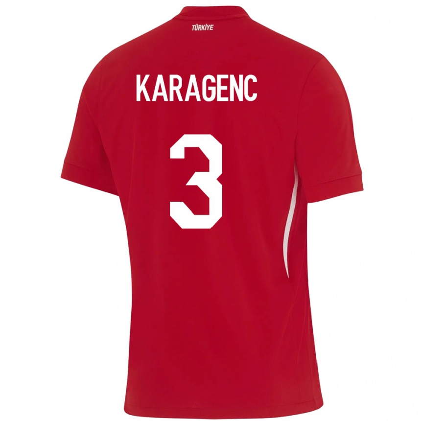 Gyermek Labdarúgás Törökország Didem Karagenç #3 Piros Idegenbeli Jersey 24-26 Mez Póló Ing