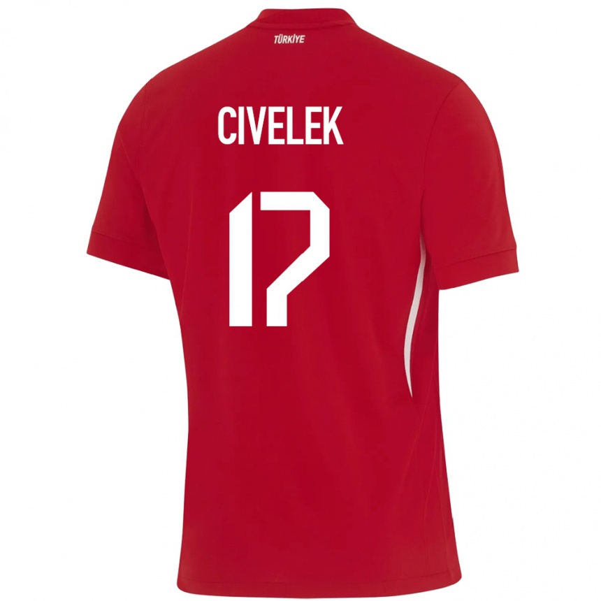 Gyermek Labdarúgás Törökország İlayda Civelek #17 Piros Idegenbeli Jersey 24-26 Mez Póló Ing