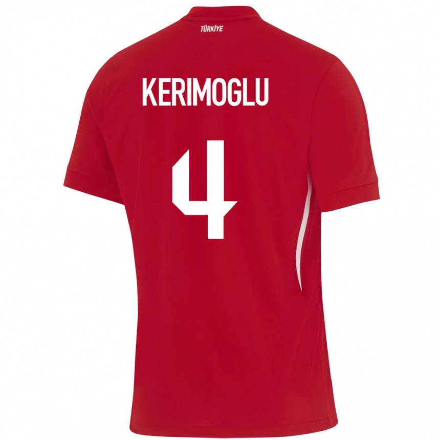 Gyermek Labdarúgás Törökország Zeynap Kerimoğlu #4 Piros Idegenbeli Jersey 24-26 Mez Póló Ing