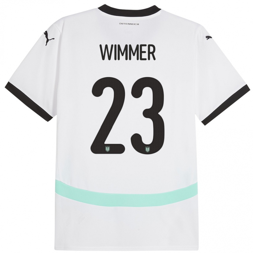 Gyermek Labdarúgás Ausztria Patrick Wimmer #23 Fehér Idegenbeli Jersey 24-26 Mez Póló Ing