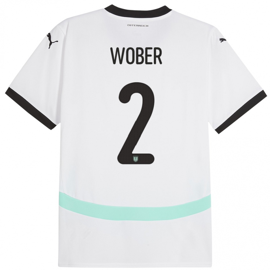 Gyermek Labdarúgás Ausztria Maximilian Wöber #2 Fehér Idegenbeli Jersey 24-26 Mez Póló Ing