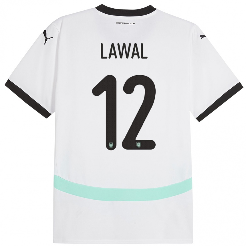 Gyermek Labdarúgás Ausztria Tobias Lawal #12 Fehér Idegenbeli Jersey 24-26 Mez Póló Ing