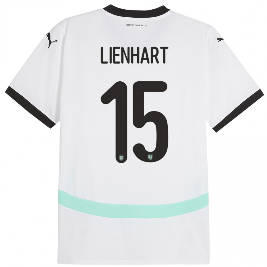 Gyermek Labdarúgás Ausztria Philipp Lienhart #15 Fehér Idegenbeli Jersey 24-26 Mez Póló Ing