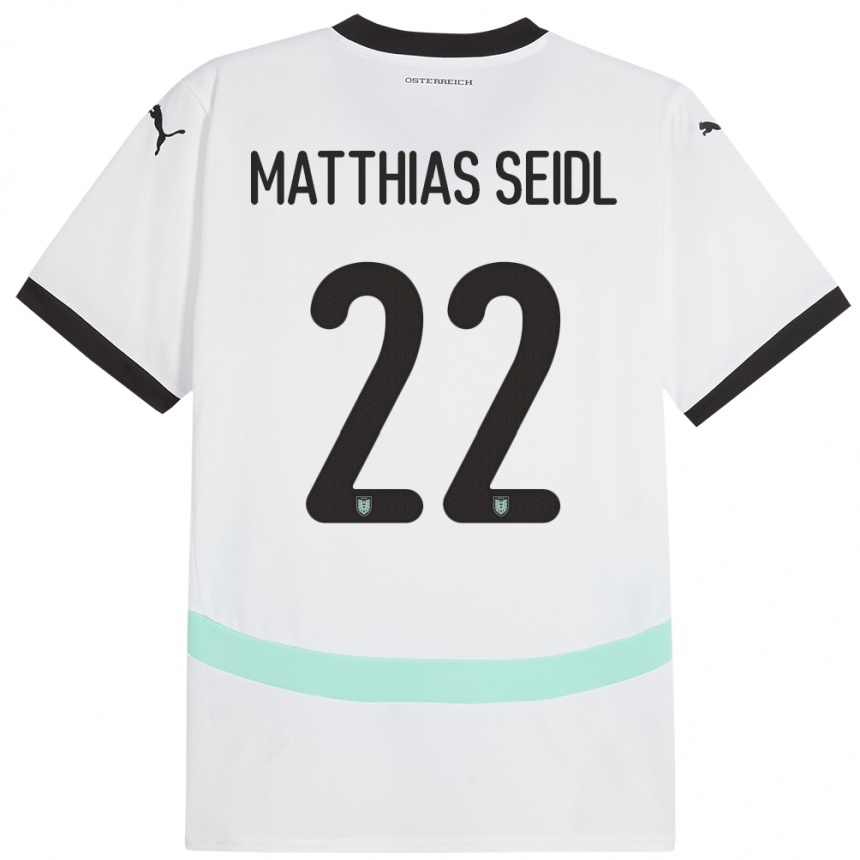 Gyermek Labdarúgás Ausztria Matthias Seidl #22 Fehér Idegenbeli Jersey 24-26 Mez Póló Ing