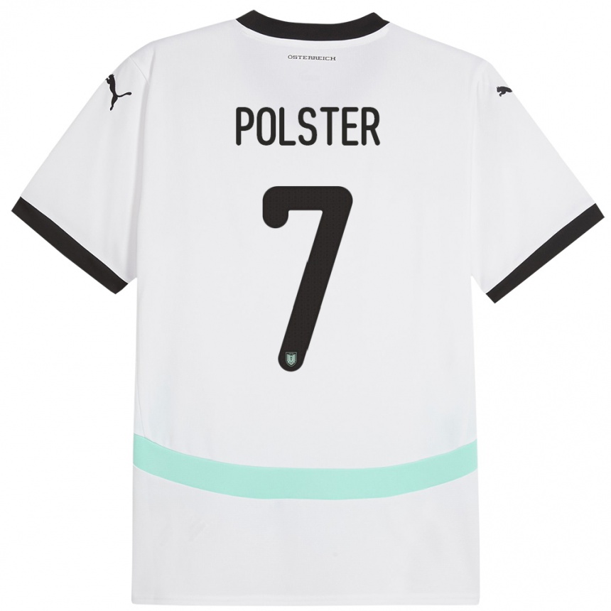 Gyermek Labdarúgás Ausztria Manuel Polster #7 Fehér Idegenbeli Jersey 24-26 Mez Póló Ing