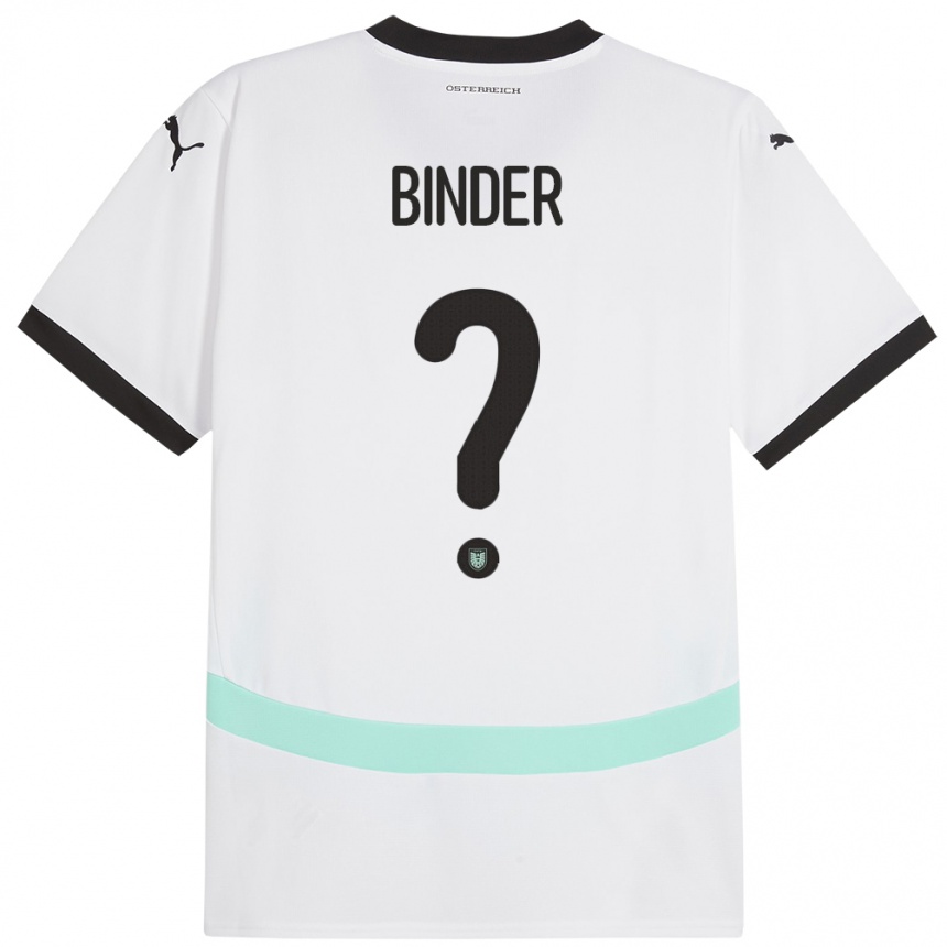 Gyermek Labdarúgás Ausztria Nicolas Binder #0 Fehér Idegenbeli Jersey 24-26 Mez Póló Ing