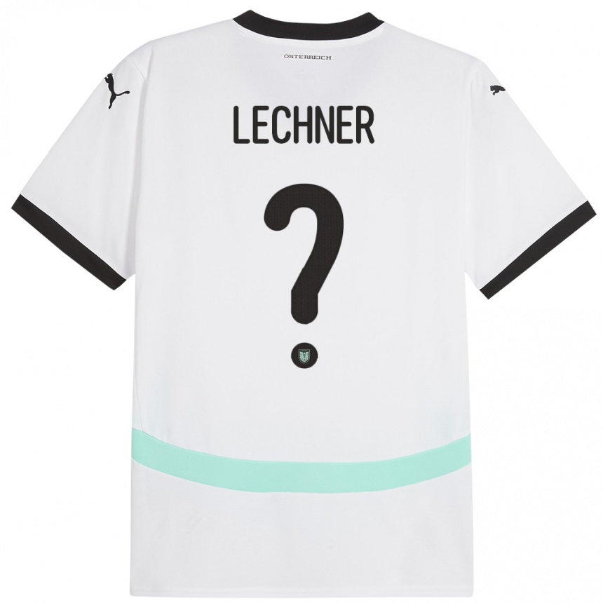 Gyermek Labdarúgás Ausztria Dominik Lechner #0 Fehér Idegenbeli Jersey 24-26 Mez Póló Ing