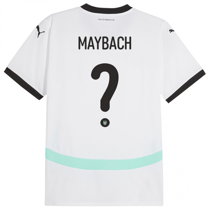 Gyermek Labdarúgás Ausztria Philipp Maybach #0 Fehér Idegenbeli Jersey 24-26 Mez Póló Ing