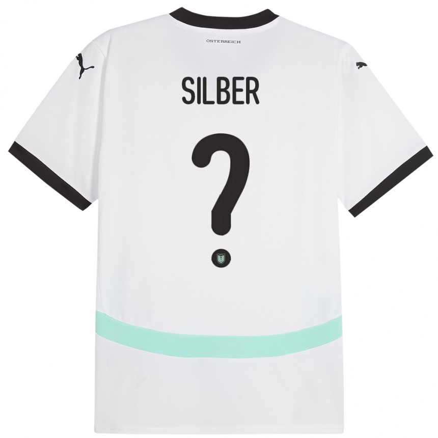 Gyermek Labdarúgás Ausztria Fabian Silber #0 Fehér Idegenbeli Jersey 24-26 Mez Póló Ing