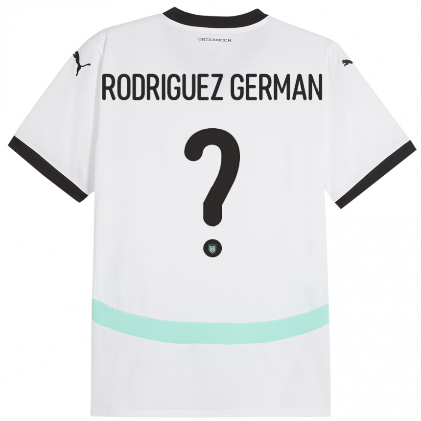 Gyermek Labdarúgás Ausztria Ryan Rodriguez German #0 Fehér Idegenbeli Jersey 24-26 Mez Póló Ing