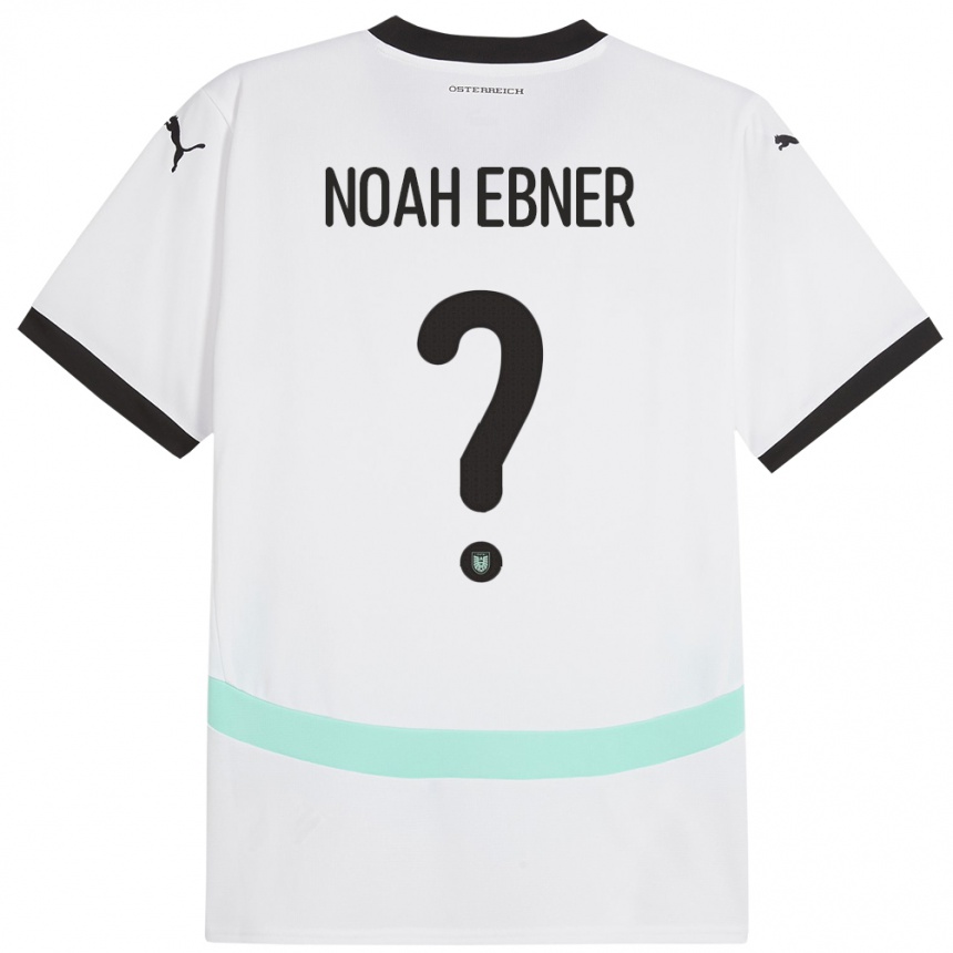 Gyermek Labdarúgás Ausztria Noah Ebner #0 Fehér Idegenbeli Jersey 24-26 Mez Póló Ing