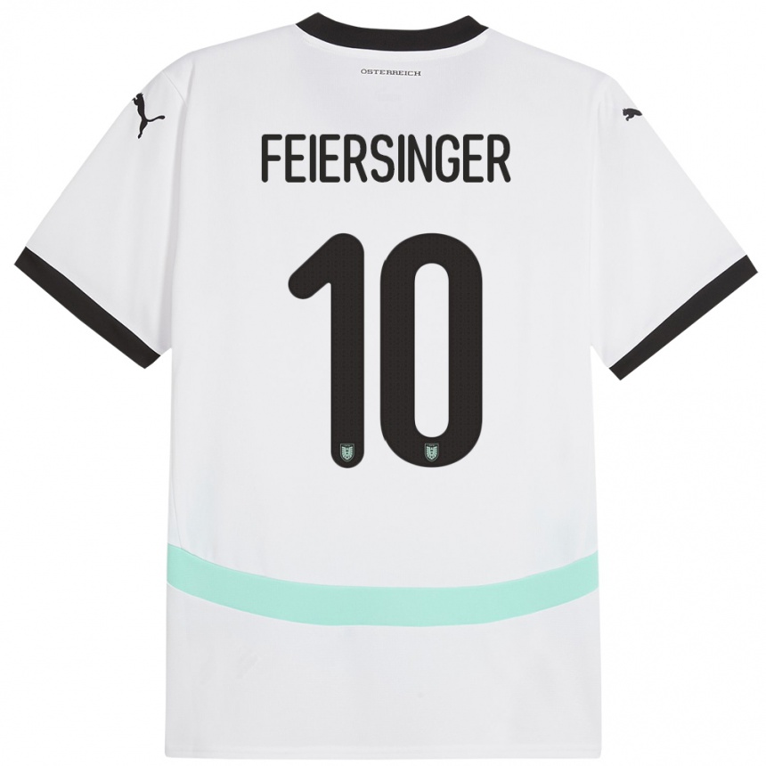 Gyermek Labdarúgás Ausztria Laura Feiersinger #10 Fehér Idegenbeli Jersey 24-26 Mez Póló Ing