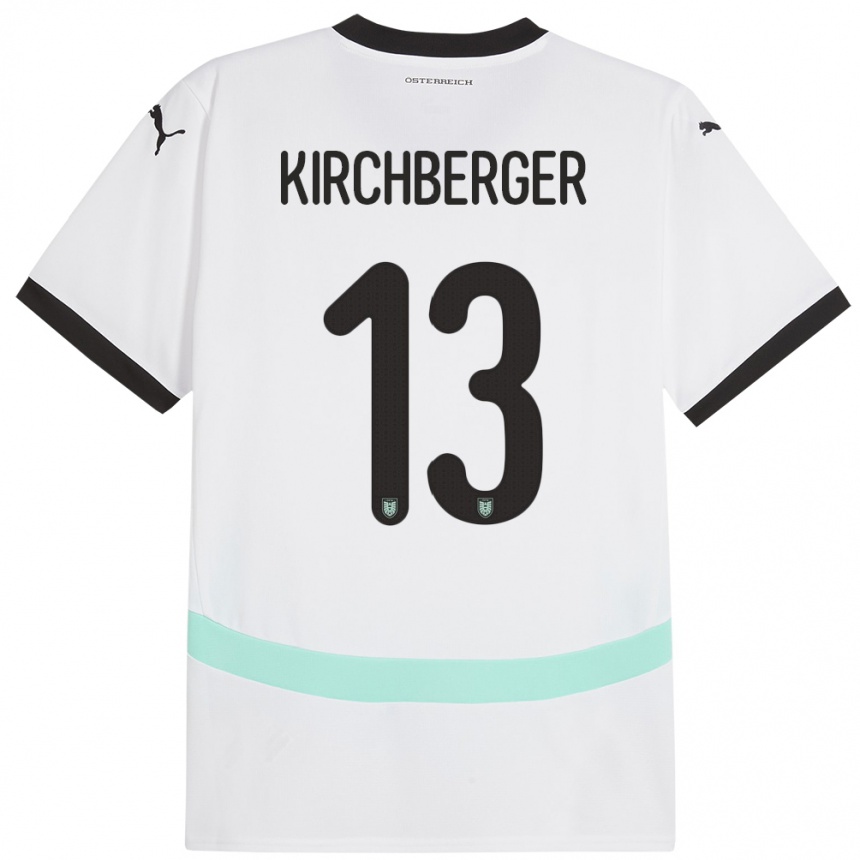 Gyermek Labdarúgás Ausztria Virginia Kirchberger #13 Fehér Idegenbeli Jersey 24-26 Mez Póló Ing