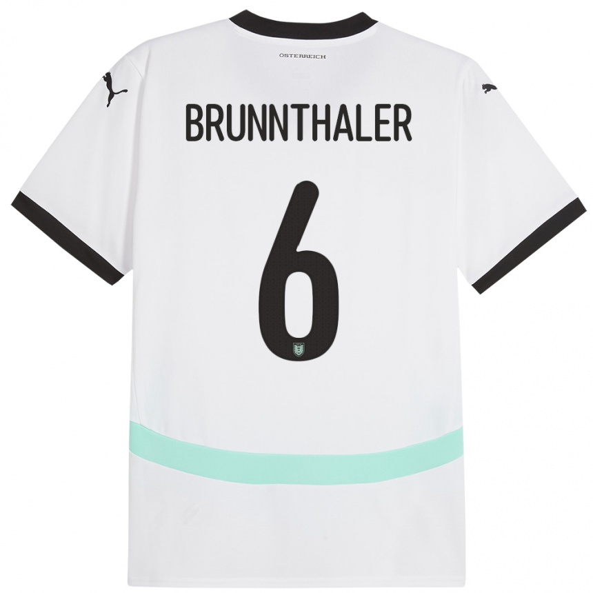 Gyermek Labdarúgás Ausztria Melanie Brunnthaler #6 Fehér Idegenbeli Jersey 24-26 Mez Póló Ing