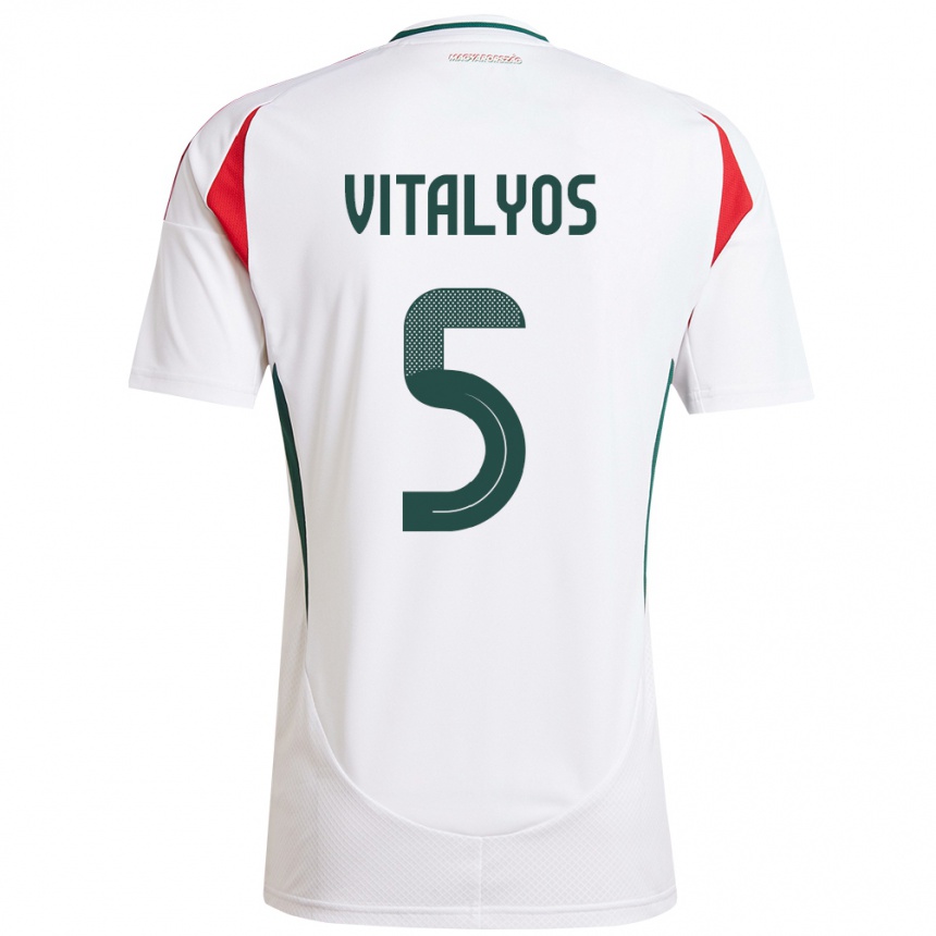 Gyermek Labdarúgás Magyarország Viktor Vitályos #5 Fehér Idegenbeli Jersey 24-26 Mez Póló Ing