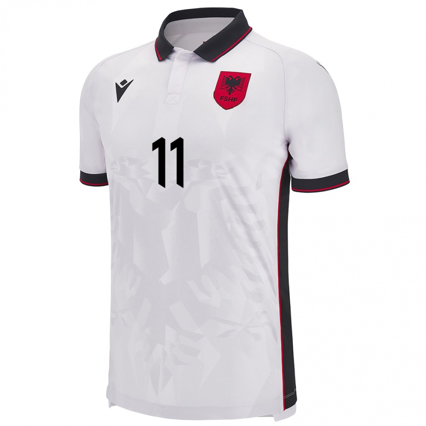 Gyermek Labdarúgás Albania Myrto Uzuni #11 Fehér Idegenbeli Jersey 24-26 Mez Póló Ing