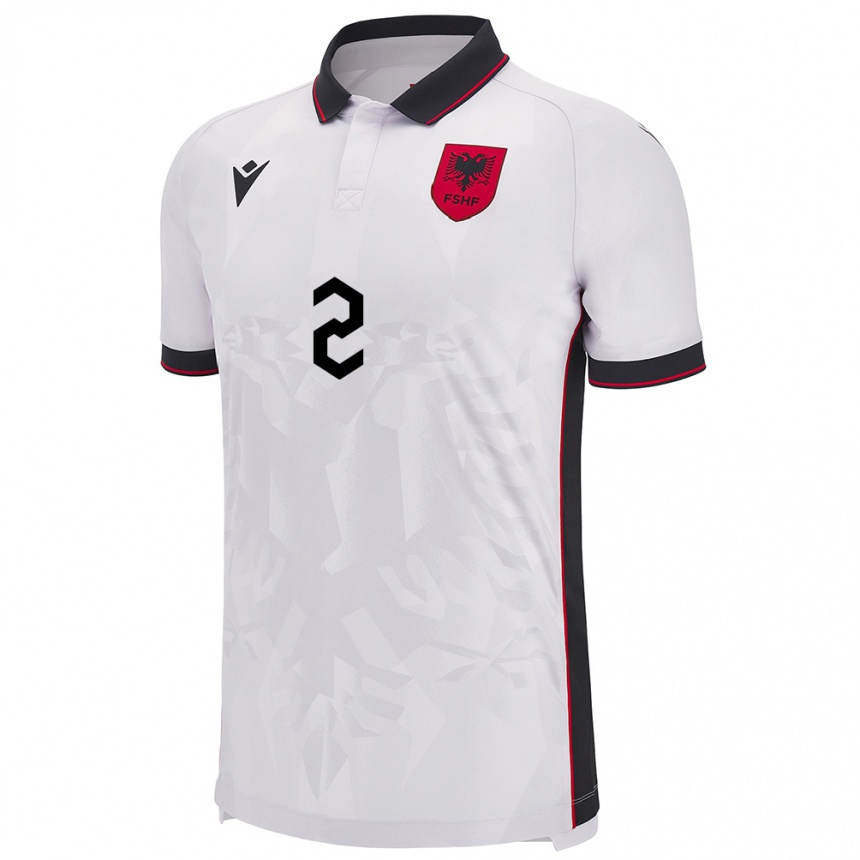 Gyermek Labdarúgás Albania Geralb Smajli #2 Fehér Idegenbeli Jersey 24-26 Mez Póló Ing