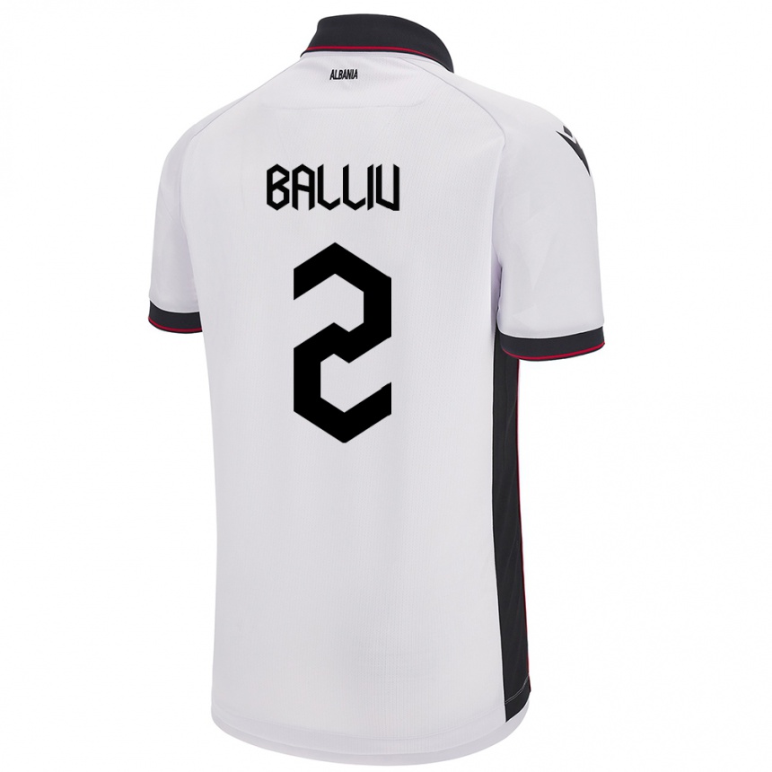 Gyermek Labdarúgás Albania Iván Balliu #2 Fehér Idegenbeli Jersey 24-26 Mez Póló Ing