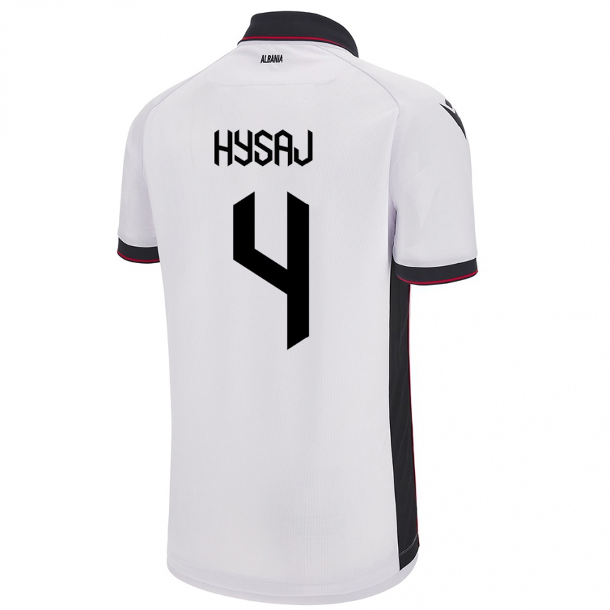 Gyermek Labdarúgás Albania Elseid Hysaj #4 Fehér Idegenbeli Jersey 24-26 Mez Póló Ing