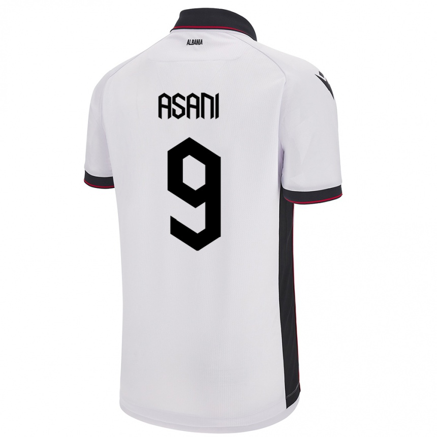 Gyermek Labdarúgás Albania Jasir Asani #9 Fehér Idegenbeli Jersey 24-26 Mez Póló Ing