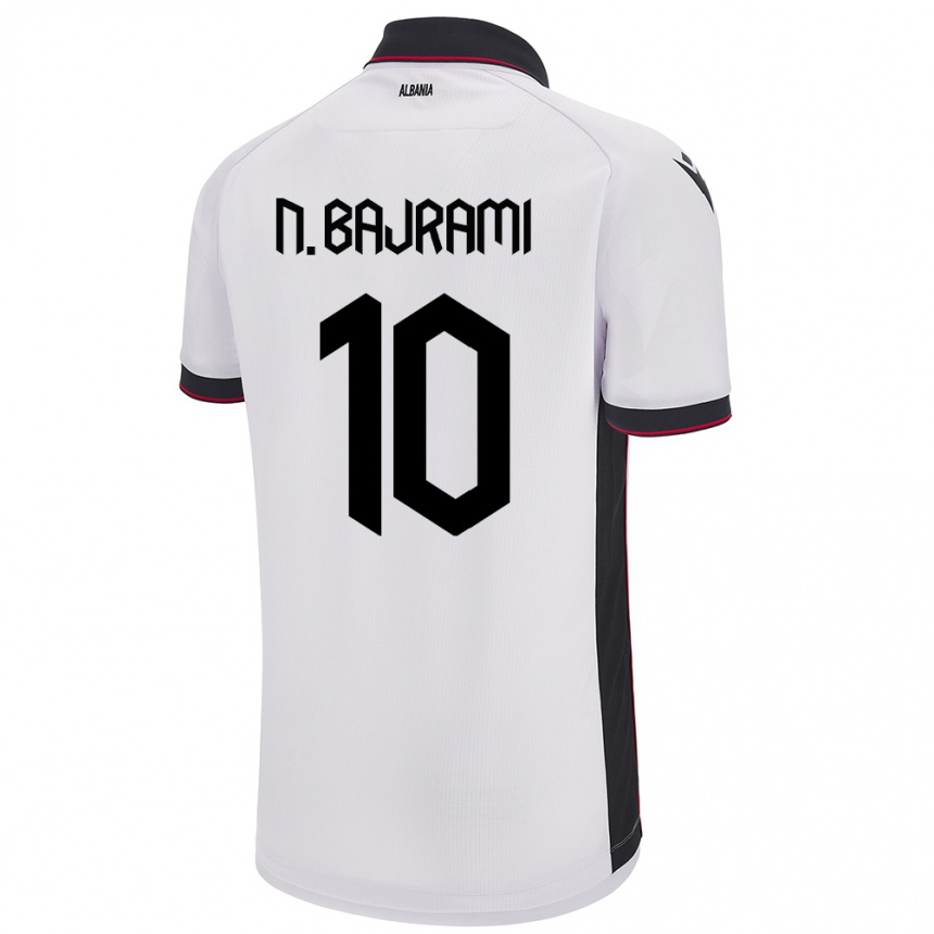 Gyermek Labdarúgás Albania Nedim Bajrami #10 Fehér Idegenbeli Jersey 24-26 Mez Póló Ing