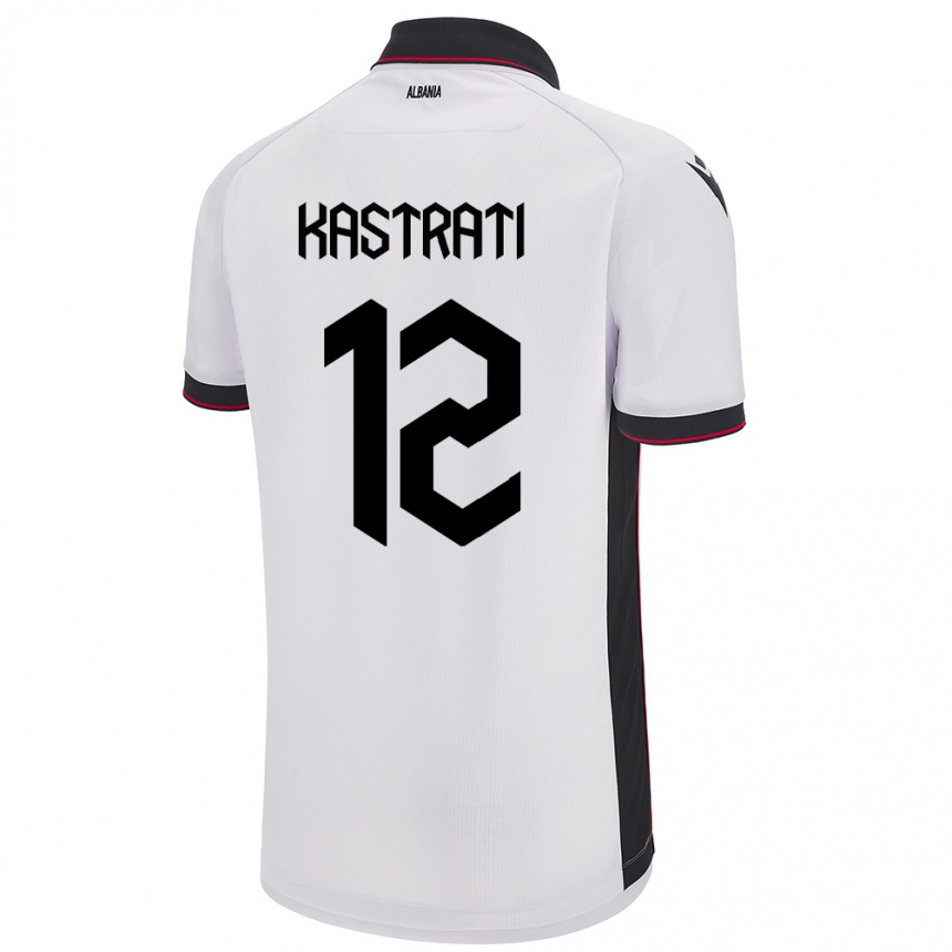 Gyermek Labdarúgás Albania Elhan Kastrati #12 Fehér Idegenbeli Jersey 24-26 Mez Póló Ing