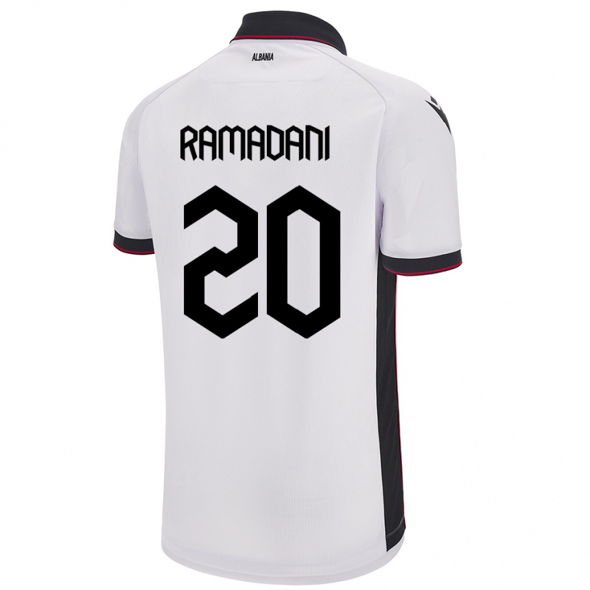 Gyermek Labdarúgás Albania Ylber Ramadani #20 Fehér Idegenbeli Jersey 24-26 Mez Póló Ing