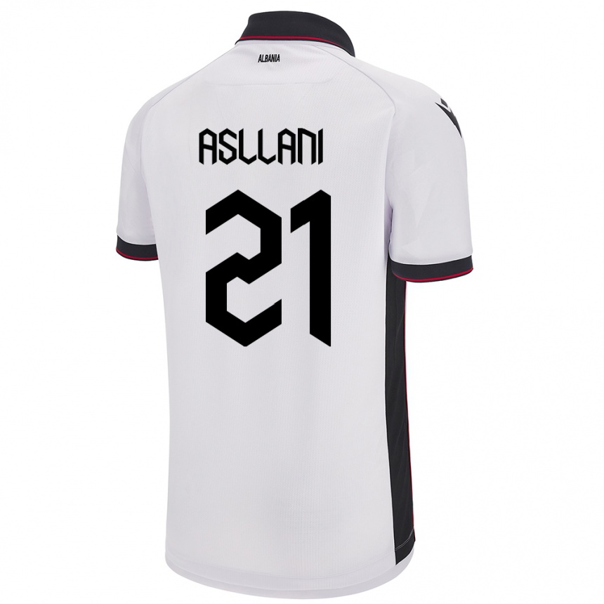 Gyermek Labdarúgás Albania Kristjan Asllani #21 Fehér Idegenbeli Jersey 24-26 Mez Póló Ing