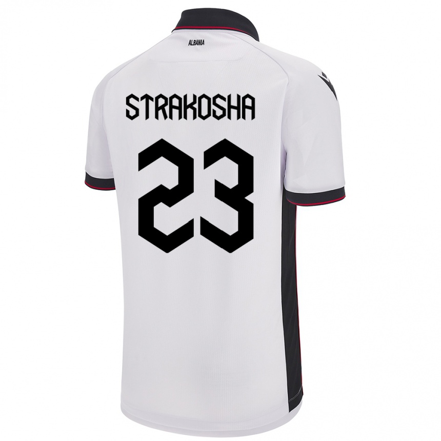 Gyermek Labdarúgás Albania Thomas Strakosha #23 Fehér Idegenbeli Jersey 24-26 Mez Póló Ing