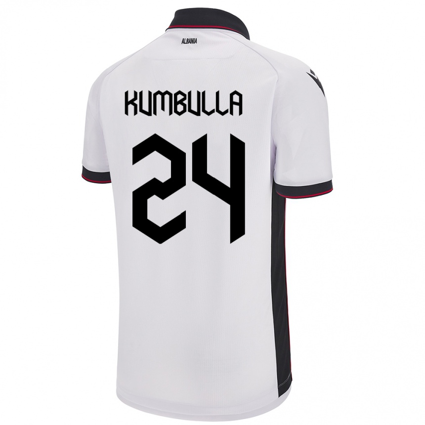 Gyermek Labdarúgás Albania Marash Kumbulla #24 Fehér Idegenbeli Jersey 24-26 Mez Póló Ing