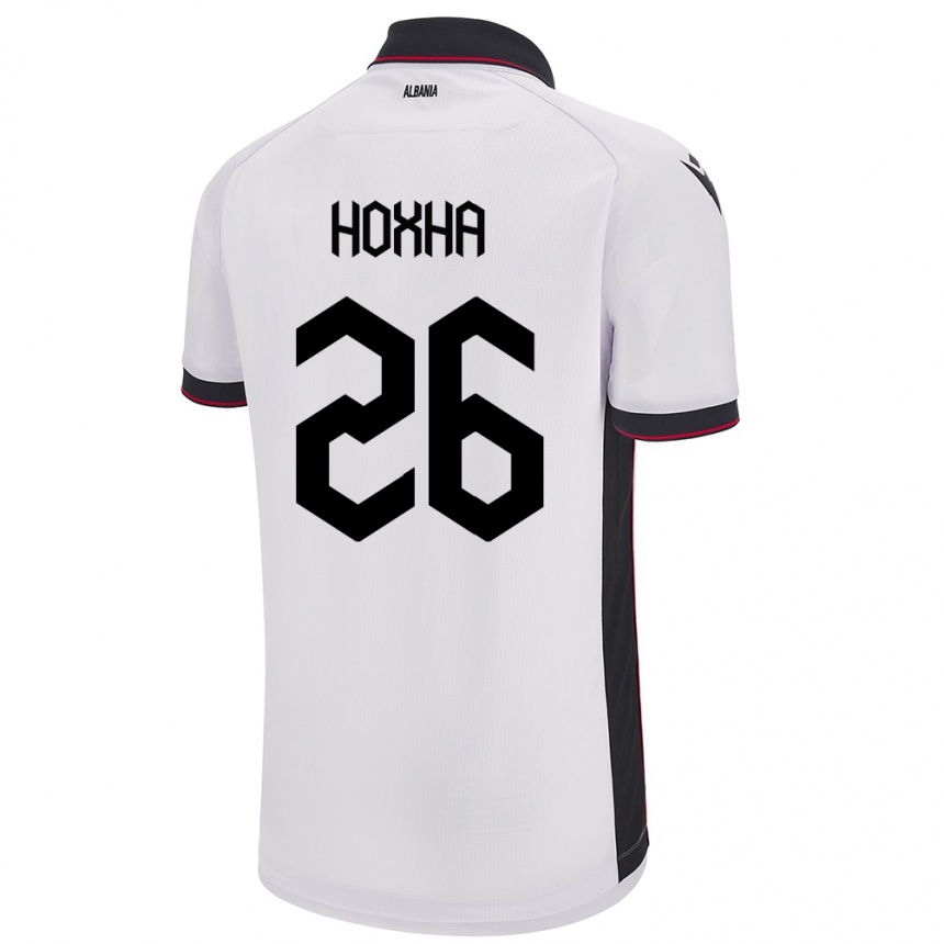 Gyermek Labdarúgás Albania Arbër Hoxha #26 Fehér Idegenbeli Jersey 24-26 Mez Póló Ing