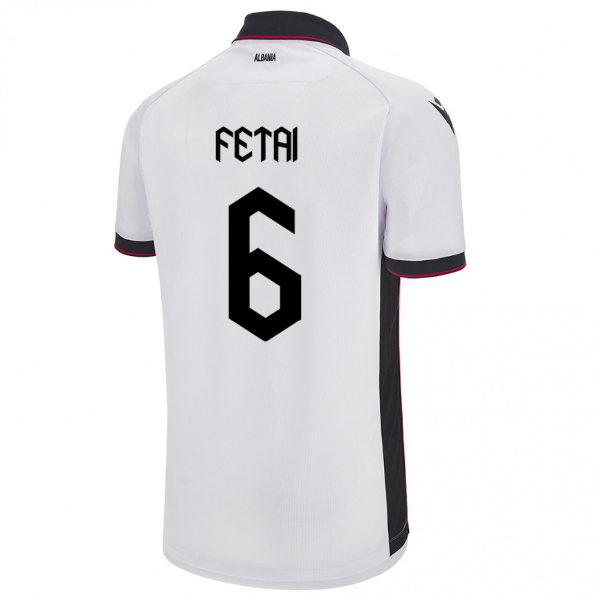 Gyermek Labdarúgás Albania Feta Fetai #6 Fehér Idegenbeli Jersey 24-26 Mez Póló Ing