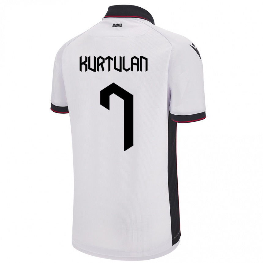 Gyermek Labdarúgás Albania Arda Kurtulan #7 Fehér Idegenbeli Jersey 24-26 Mez Póló Ing