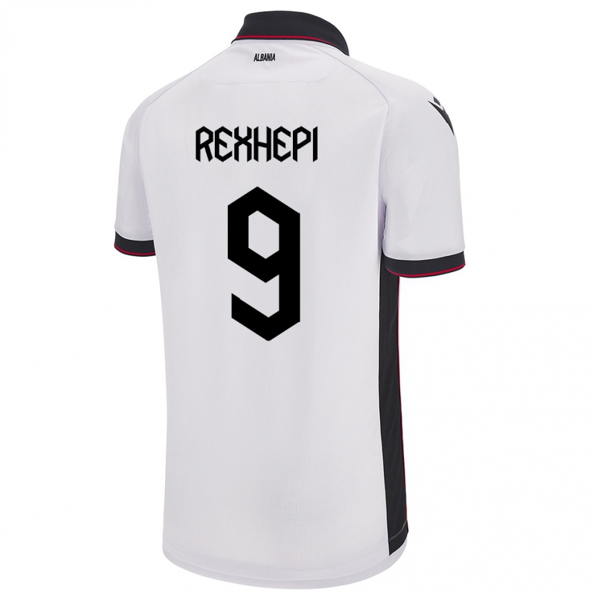 Gyermek Labdarúgás Albania Arlind Rexhepi #9 Fehér Idegenbeli Jersey 24-26 Mez Póló Ing