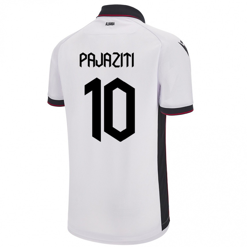 Gyermek Labdarúgás Albania Adrion Pajaziti #10 Fehér Idegenbeli Jersey 24-26 Mez Póló Ing