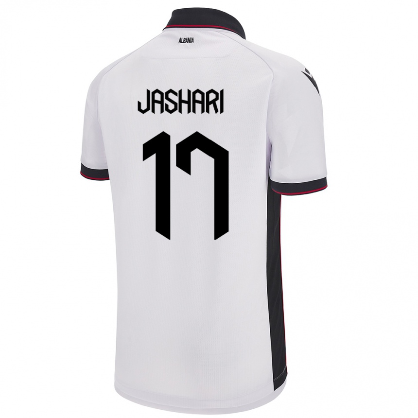 Gyermek Labdarúgás Albania Elion Jashari #17 Fehér Idegenbeli Jersey 24-26 Mez Póló Ing