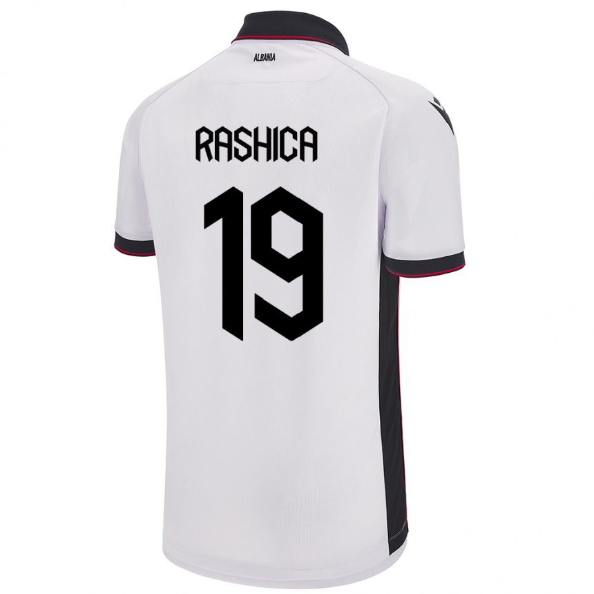 Gyermek Labdarúgás Albania Ermir Rashica #19 Fehér Idegenbeli Jersey 24-26 Mez Póló Ing