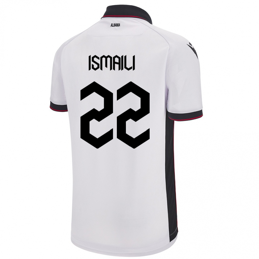 Gyermek Labdarúgás Albania Ysni Ismaili #22 Fehér Idegenbeli Jersey 24-26 Mez Póló Ing