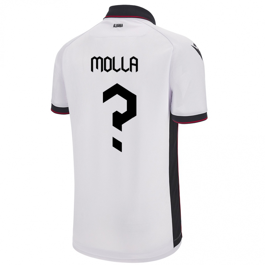 Gyermek Labdarúgás Albania Marco Molla #0 Fehér Idegenbeli Jersey 24-26 Mez Póló Ing