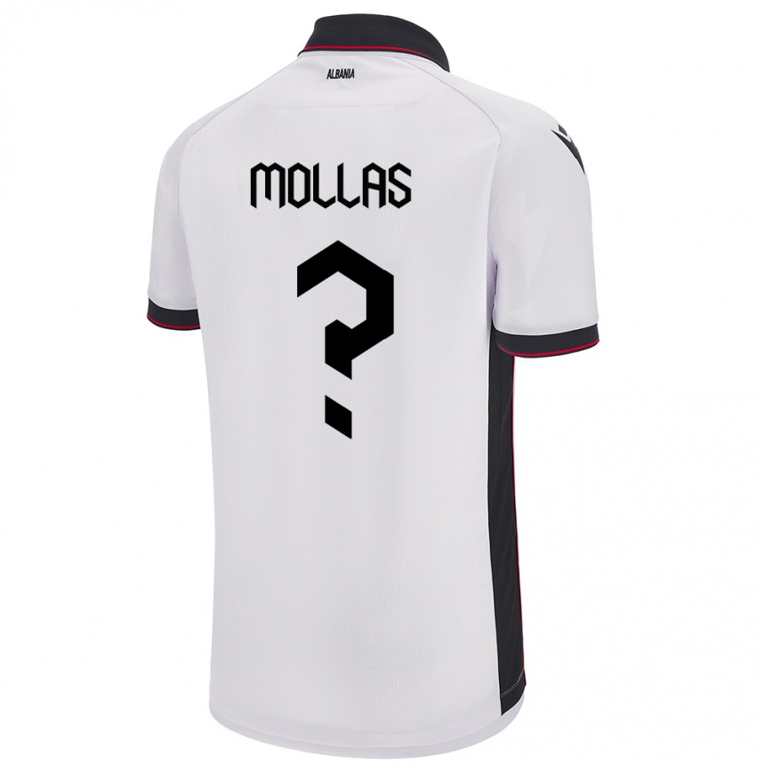 Gyermek Labdarúgás Albania Arbi Mollas #0 Fehér Idegenbeli Jersey 24-26 Mez Póló Ing