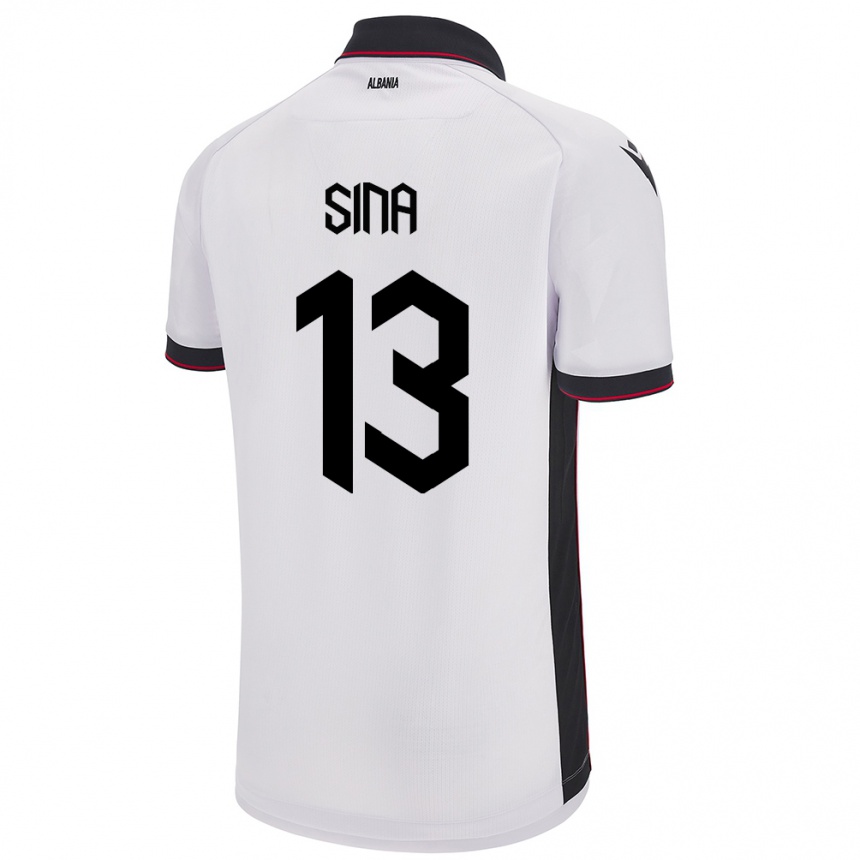 Gyermek Labdarúgás Albania Samuele Sina #13 Fehér Idegenbeli Jersey 24-26 Mez Póló Ing