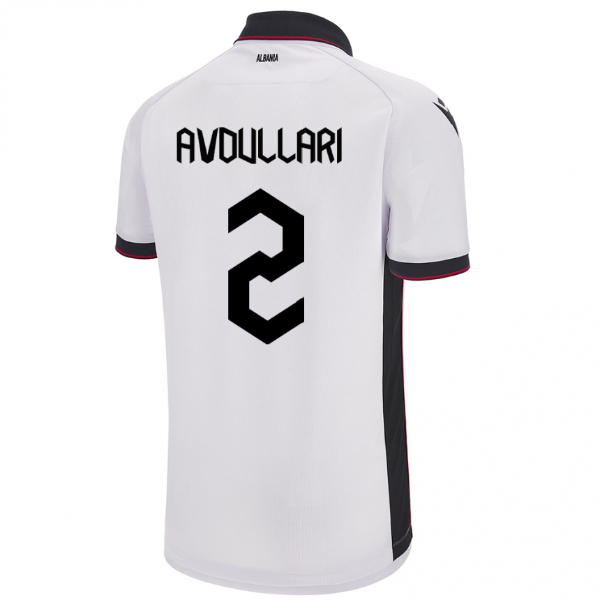 Gyermek Labdarúgás Albania Davide Avdullari #2 Fehér Idegenbeli Jersey 24-26 Mez Póló Ing