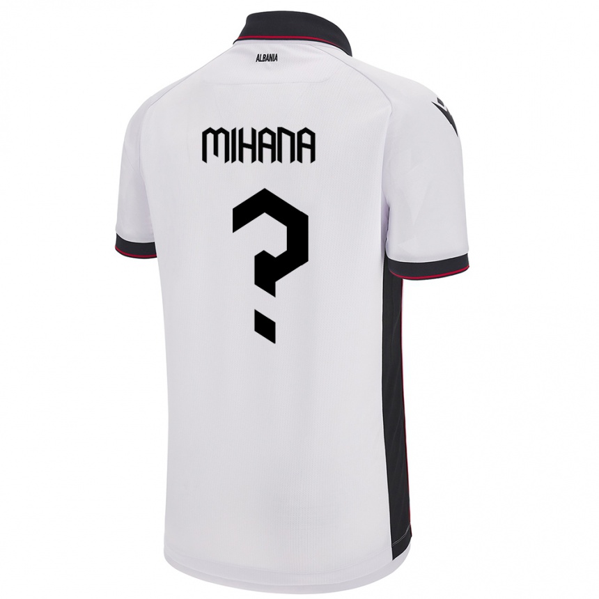 Gyermek Labdarúgás Albania Emiljano Mihana #0 Fehér Idegenbeli Jersey 24-26 Mez Póló Ing