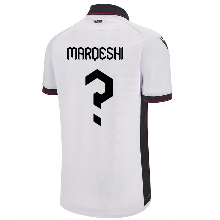 Gyermek Labdarúgás Albania Ernesto Marqeshi #0 Fehér Idegenbeli Jersey 24-26 Mez Póló Ing